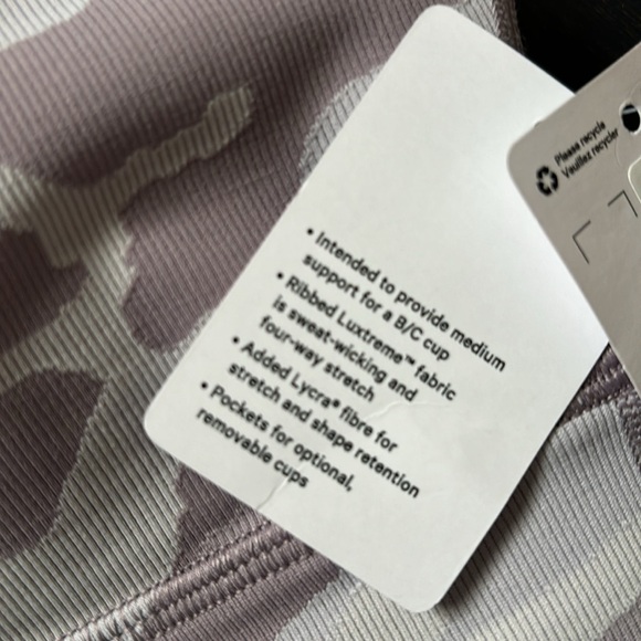 lululemon ENERGY BRA LONG LINE *RIBBED INCOGNITO JAGGED INVISI VIOLET CAMO 6 NWT - Picture 7 of 8